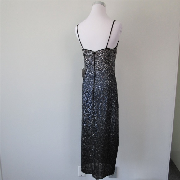 NWT Metallic Ombre Sequin Cocktail Dress Midi Gown - Picture 5 of 8